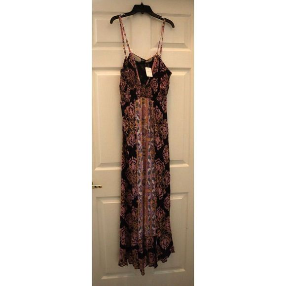 Free People OB1469383 Women's Sz M Black Combo That Moment Maxi Slip Dress $118+ - Picture 1 of 11